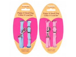 Imagen del producto Rosewood set collar y correa puppy azul - rosa